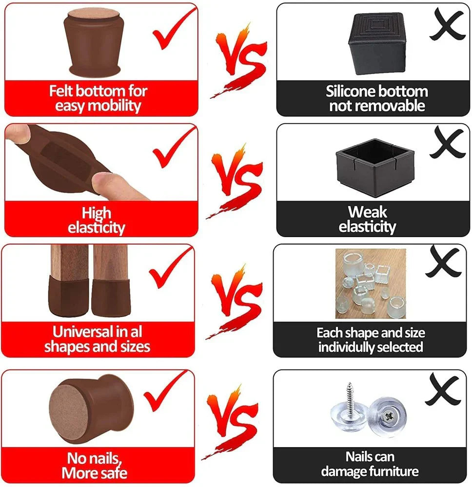 Leg Caps for Furniture- Easy movement & No more floor scratches