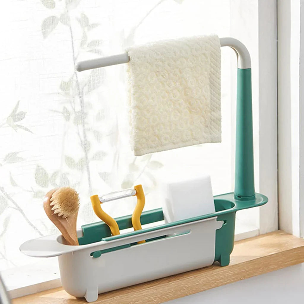 Telescopic 2-in-1 Kitchen Sink Storage Rack Holder