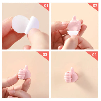 Creative Thumbs Up Shape Wall Hook Holder (Pack of 10 + 2 Free)