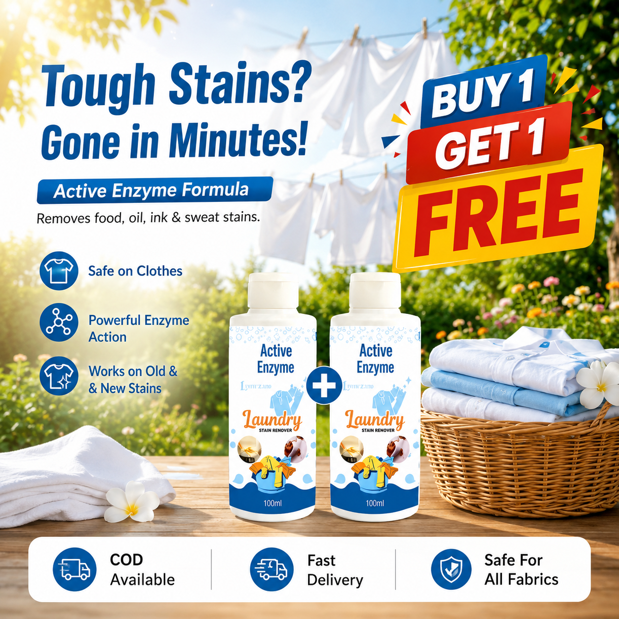 Active Enzyme Laundry Stain Remover ( BUY 1 GET 1 FREE )